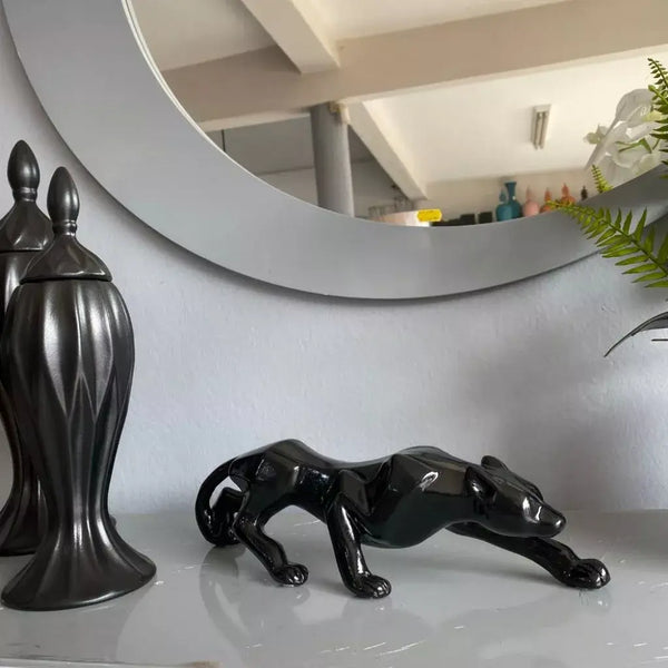Pantera Decorativa Gesso Pose Elegante Artística